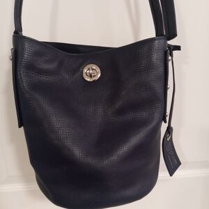 Marc By Marc Jacobs Ink Blue Leather Large Slouchy Bucket Adjustable Strap Bag